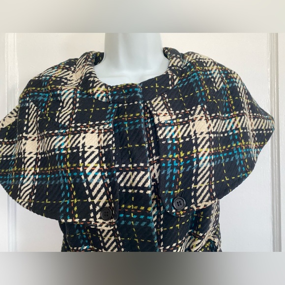 SOLD! Cejon Vest Capelet jacket layer piece houndstooth plaid new with tags Sz S - Picture 7 of 12